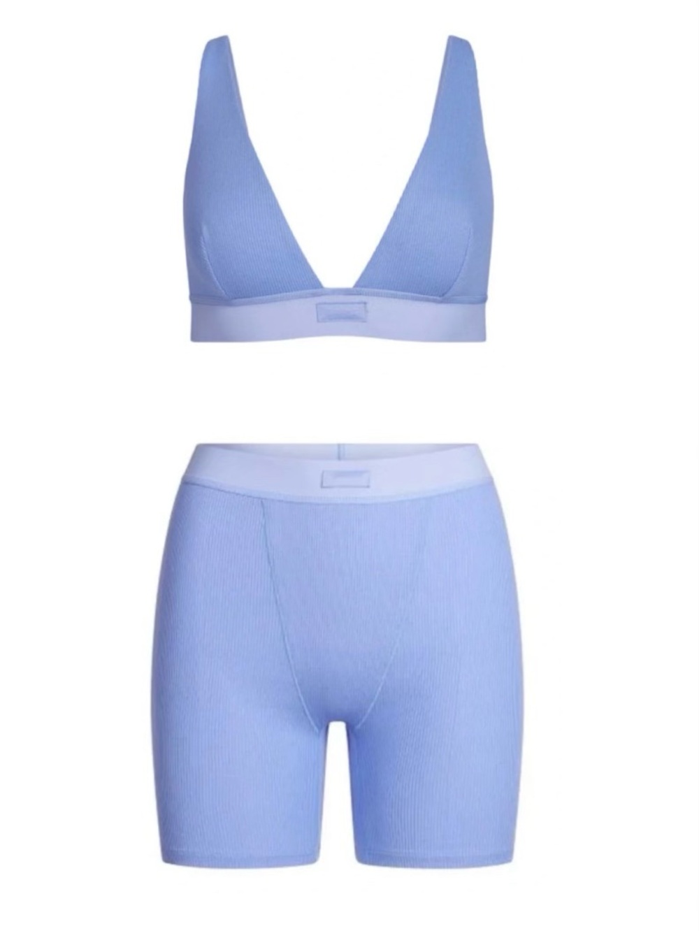 SKIMS Cotton Rib Bra + Short Set in Lavender
